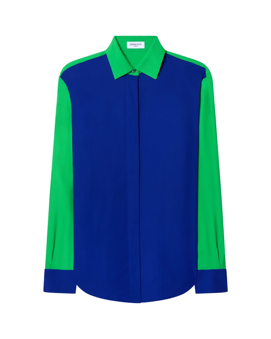 Serena Bute Colour Block Boyfriend Shirt - Cobalt Blue/Bright Green