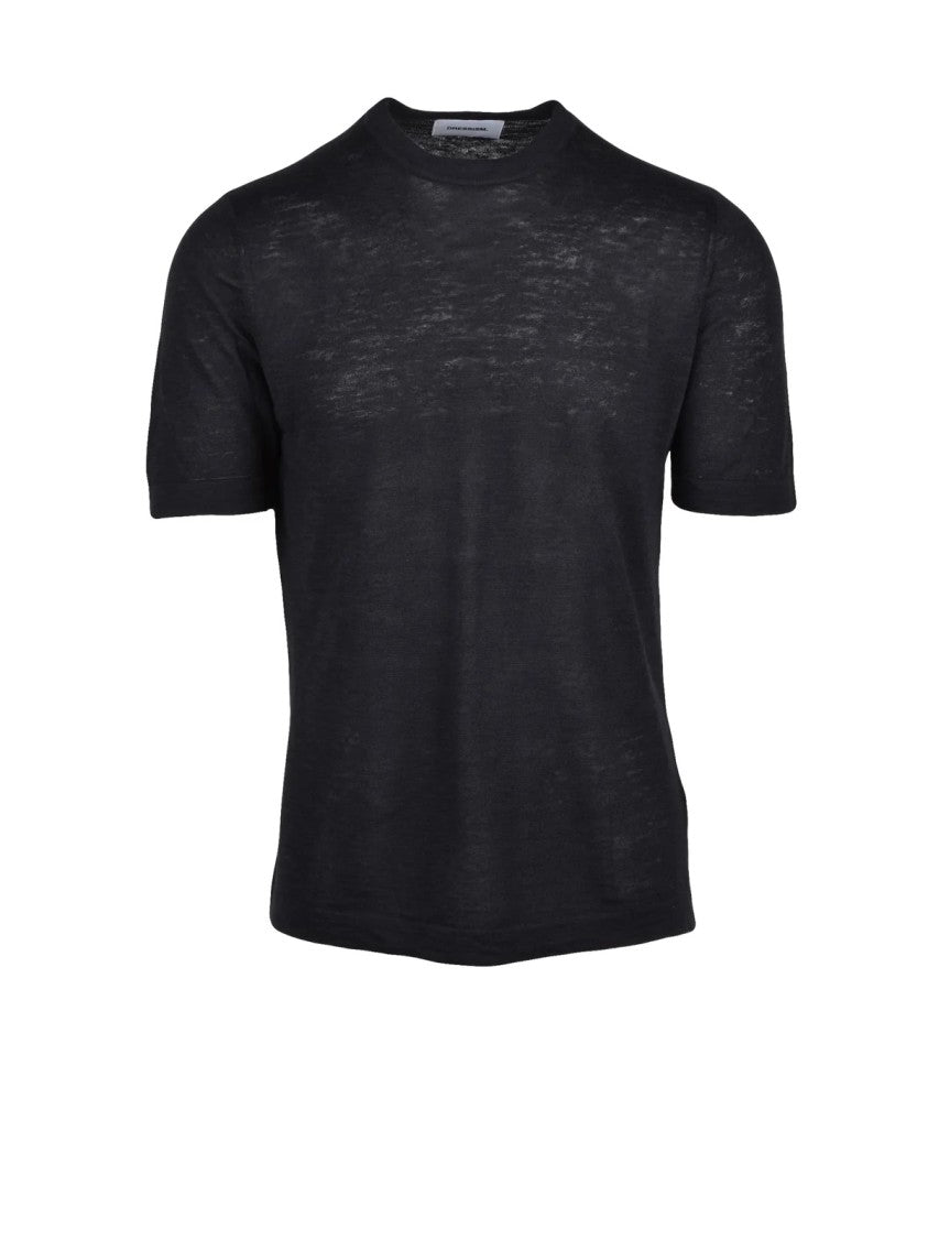 Dressism. Black Linen Cotton Knit Top