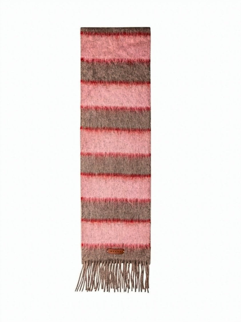 Marni Fringed Textured Scarf In Muted Shades