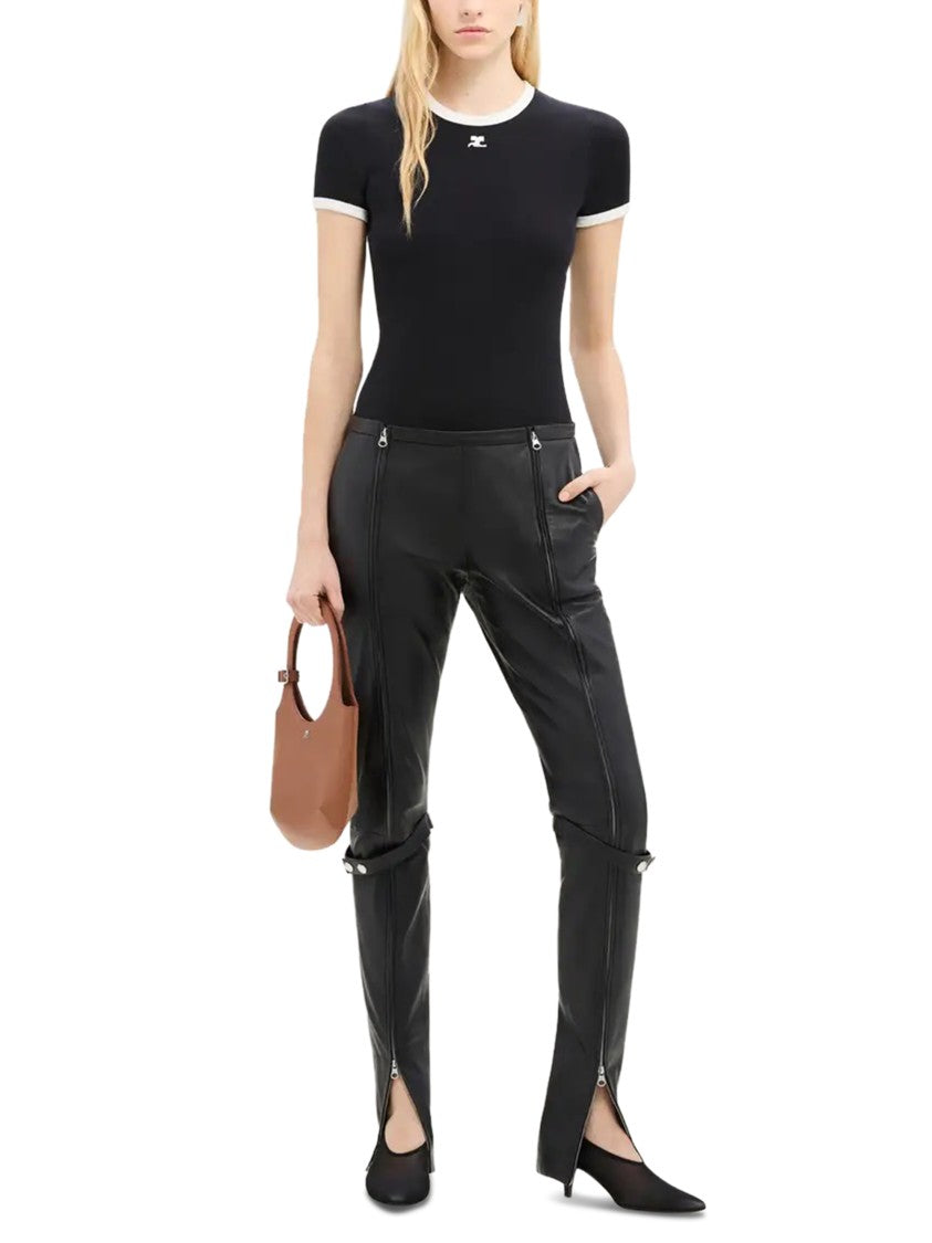 Courrèges Contrasting Trim Black T-Shirt With Classic Silhouette