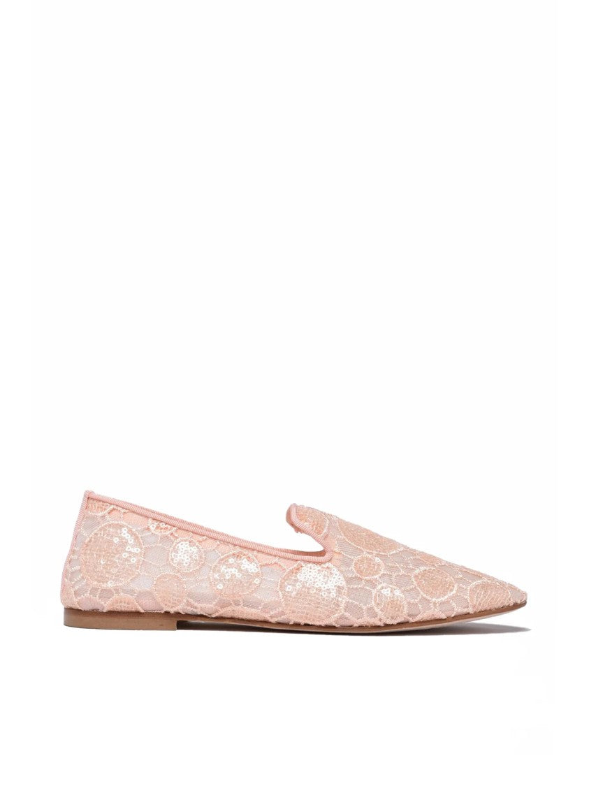 Giancarlo Abbigliamento Pink Sequin Mesh Flats