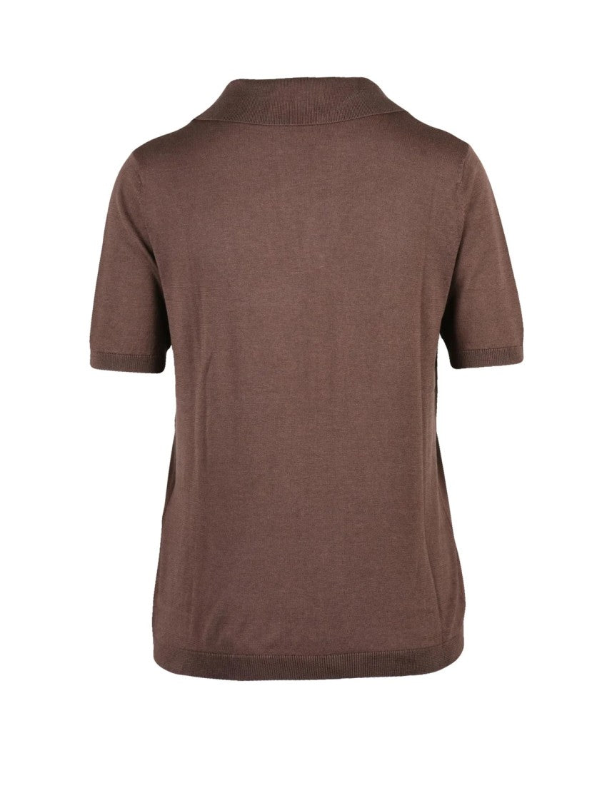 Max Mara Knit Polo Shirt In Luxurious Silk-Cotton Blend