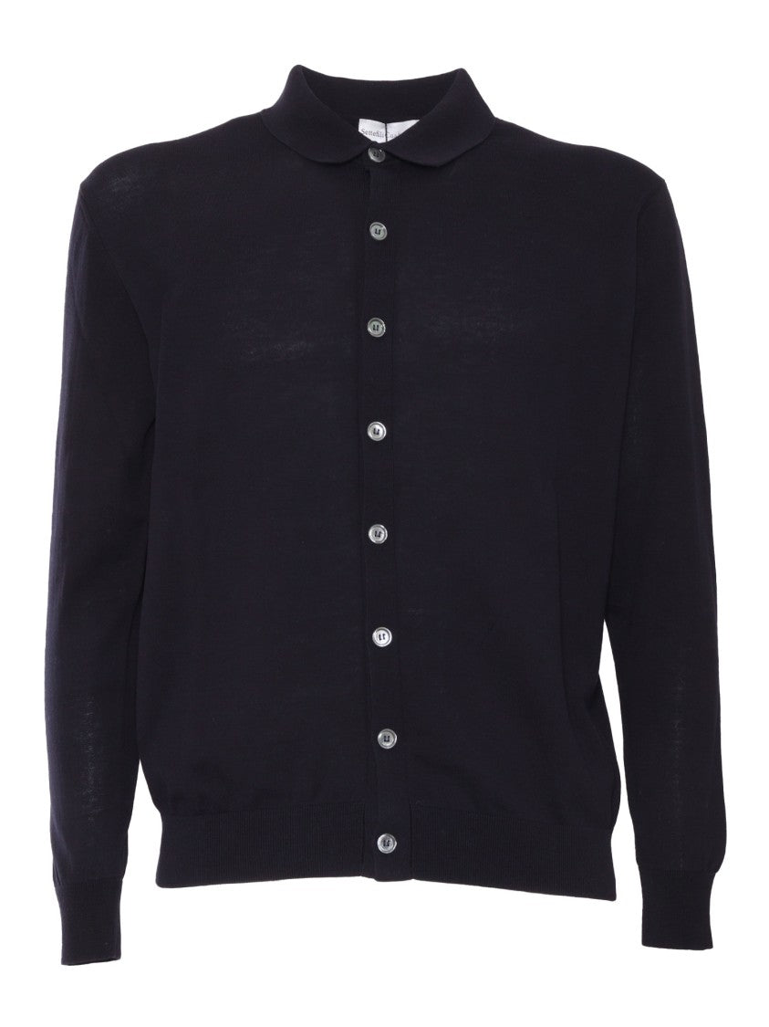 Sette Fili Cashmere Ice Cotton Long-Sleeved Shirt-Neck Cardigan