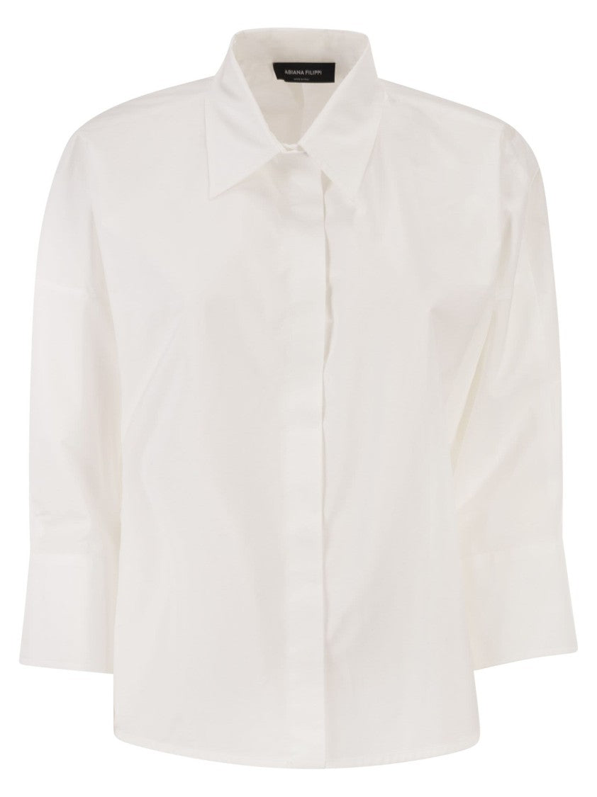 Fabiana Filippi Cropped Poplin Shirt With Detail On The Back
