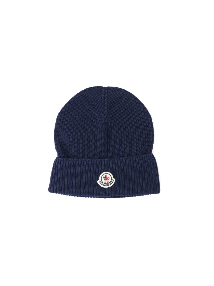 Moncler Folded Cuff Cotton Beanie With Logo Patch