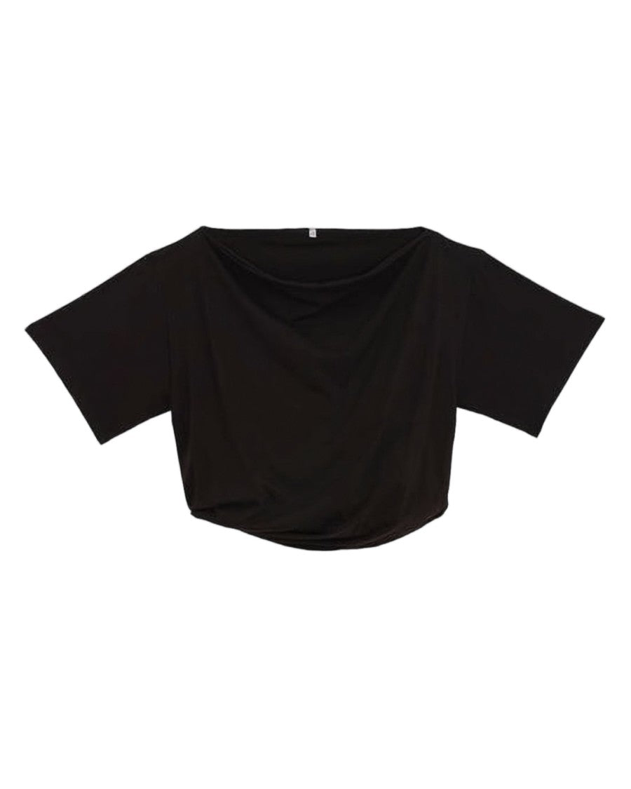 Baserange Cropped Black Short-Sleeve Top