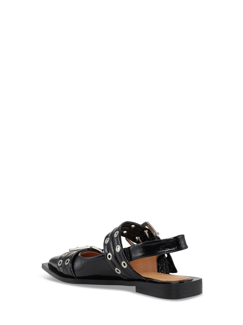 Ganni Pointed Toe Flat Shoes With Finish