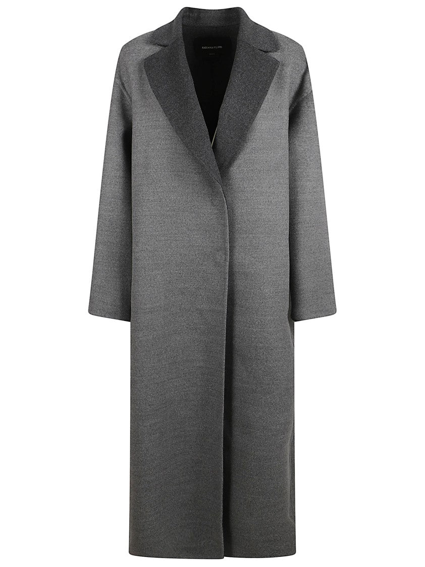 Fabiana Filippi Minimalist Grey Coat With Jewel Detail