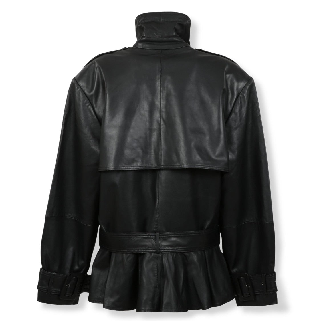 Rotate Structured Black Biker Jacket With Zippered Pockets And Lapel Collar
