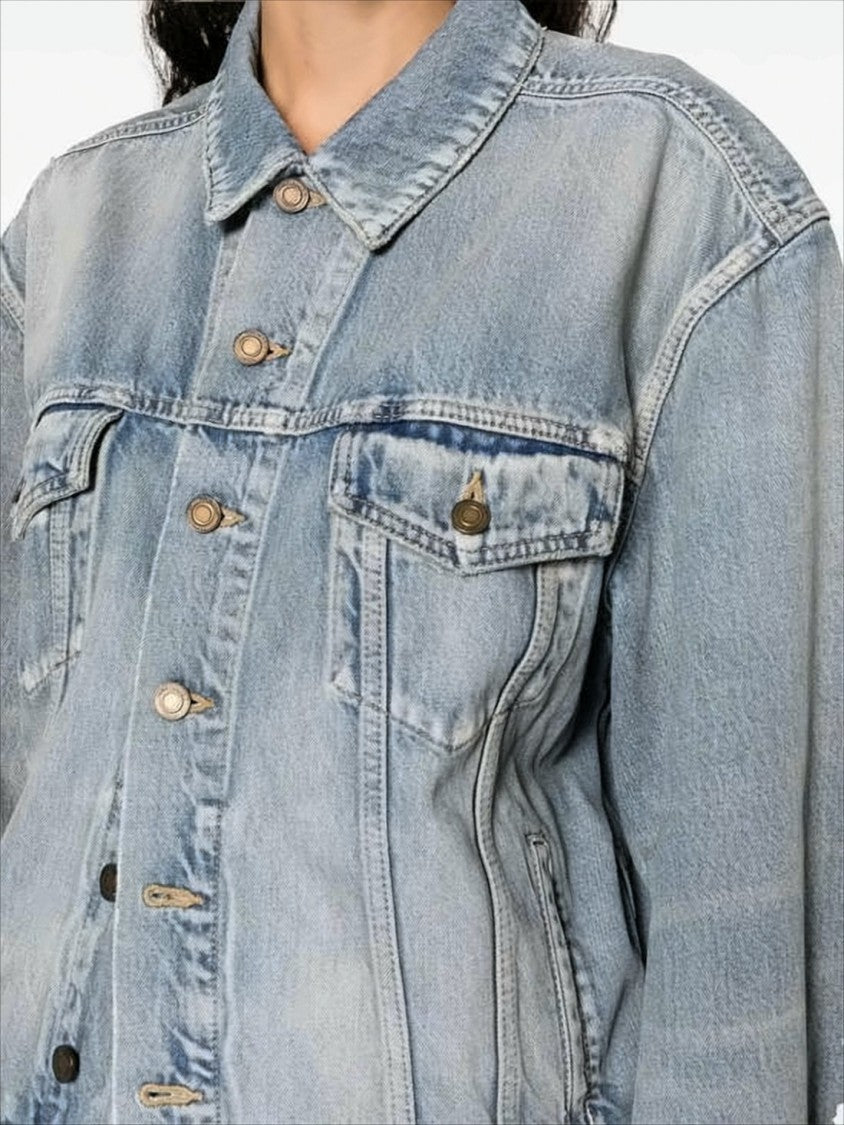Saint Laurent Light Blue Denim Jacket With Chest Flap Pockets