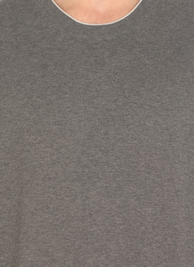 Brunello Cucinelli Grey Cotton Knit Top