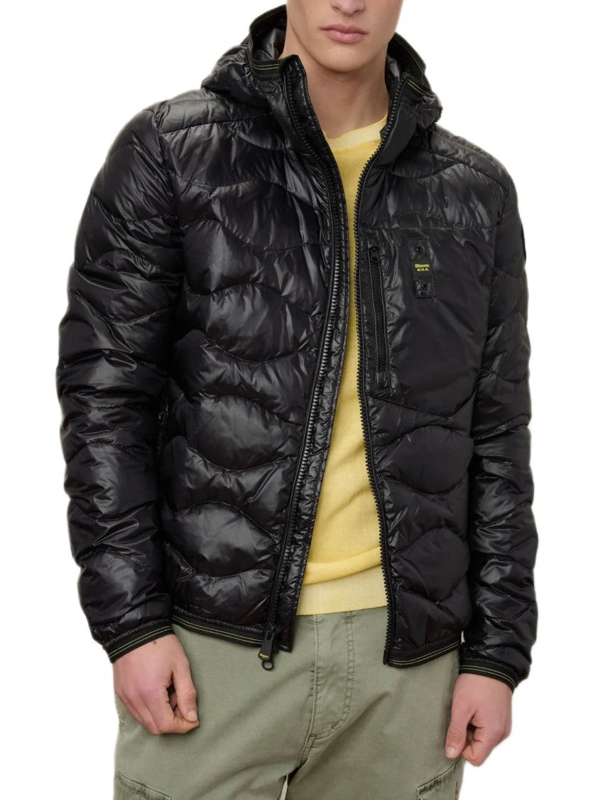 Blauer Quilted Casual Black Jacket With Functional Details