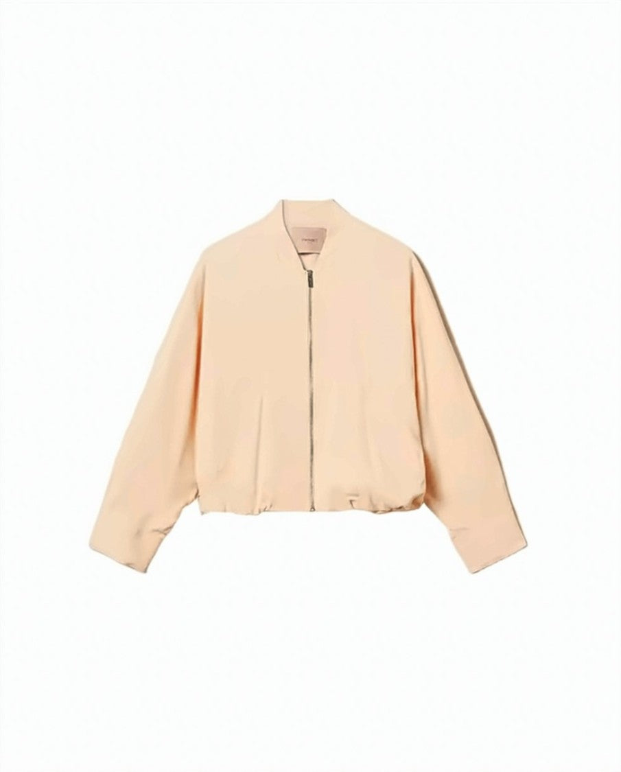 Twin-Set Fluid Viscose-Blend Twill Kimono Sleeves Bomber Jacket