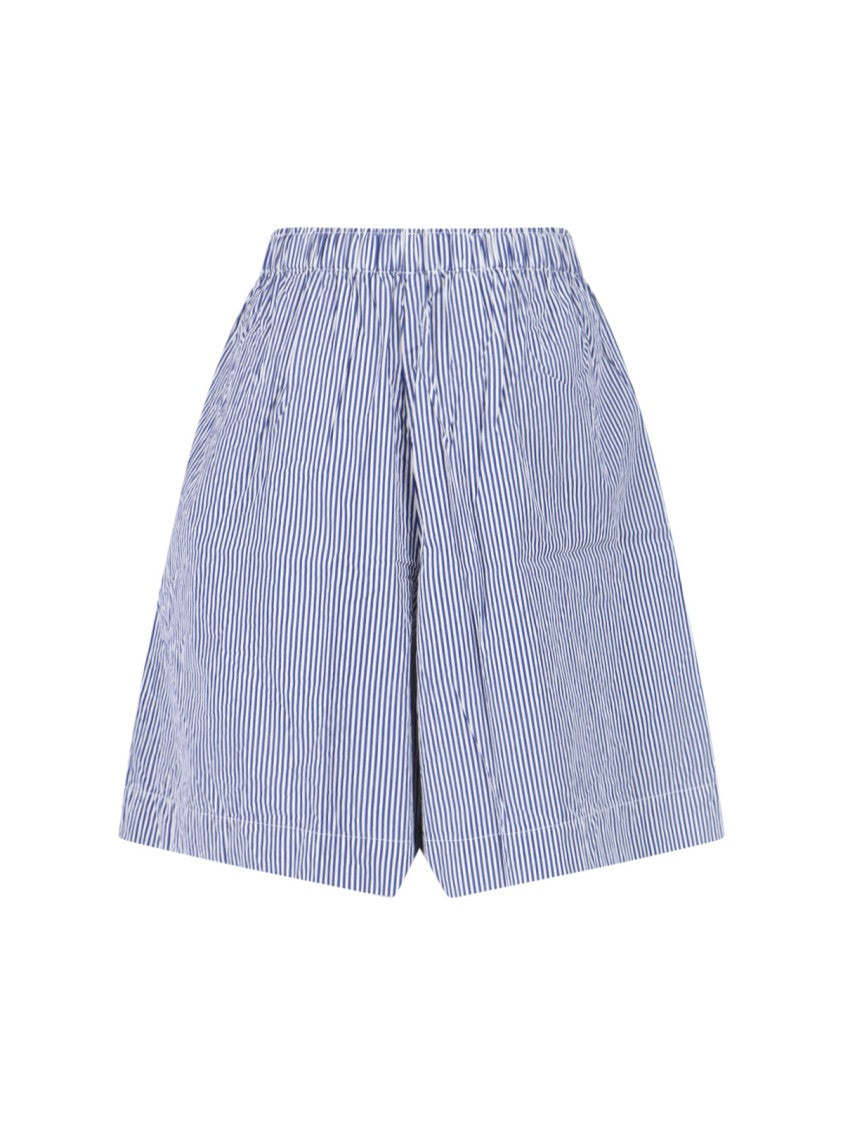 Daniela Gregis Blue Striped Elastic Waist Shorts