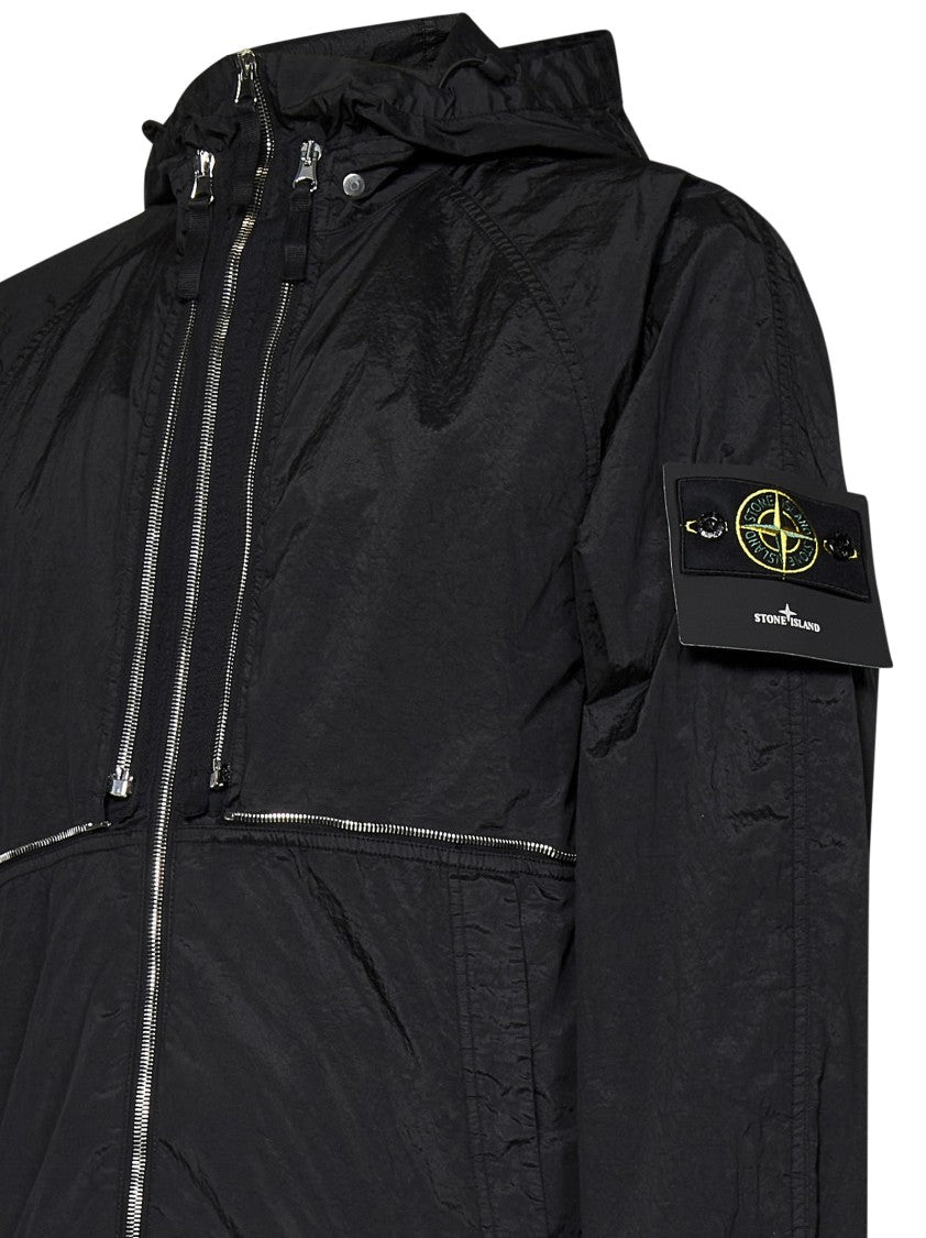 Stone Island Functional Black Coat With Textured Finish