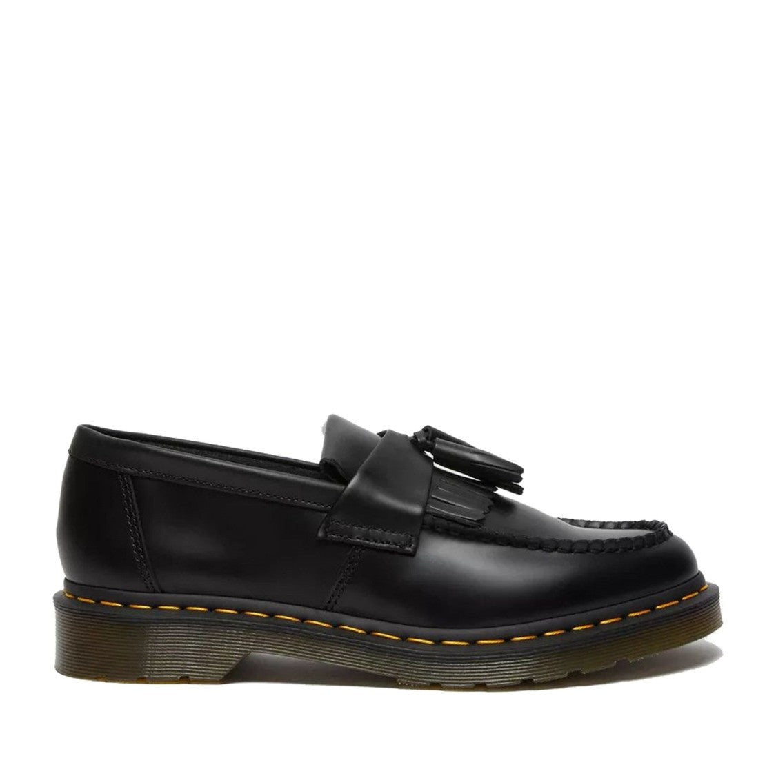 Dr. Martens Black Adrian Fringed Detail Stitching Leather Loafers