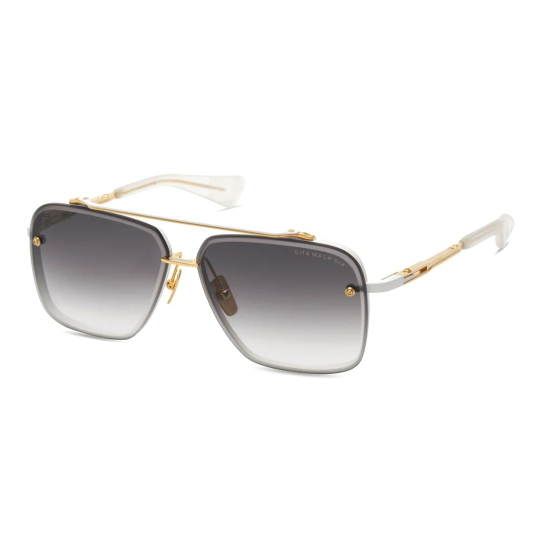 Dita Mach-Six Geometric Square Frame Sunglasses With Gold-Tone Accents