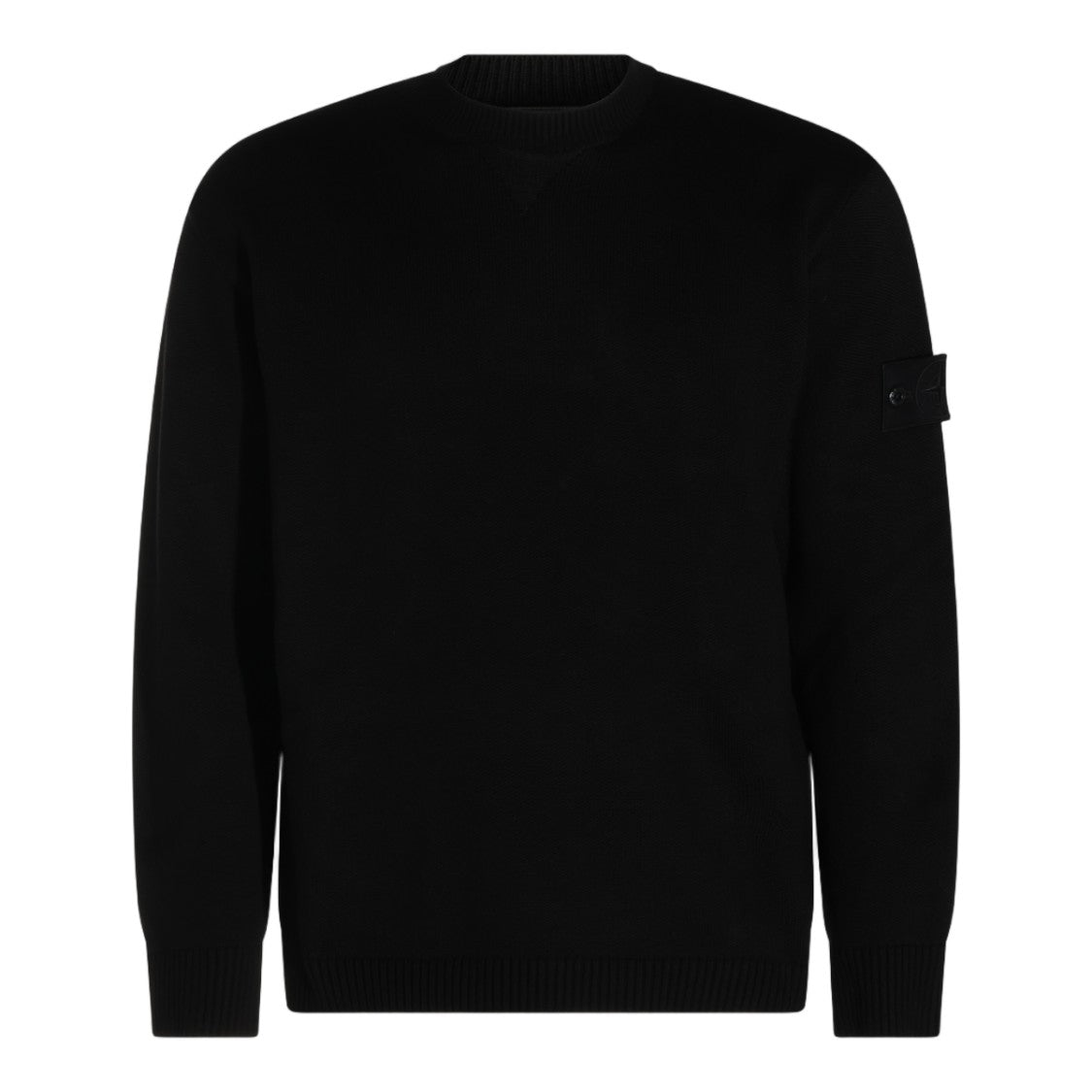 Stone Island Black Crewneck Textured Knit Sweater