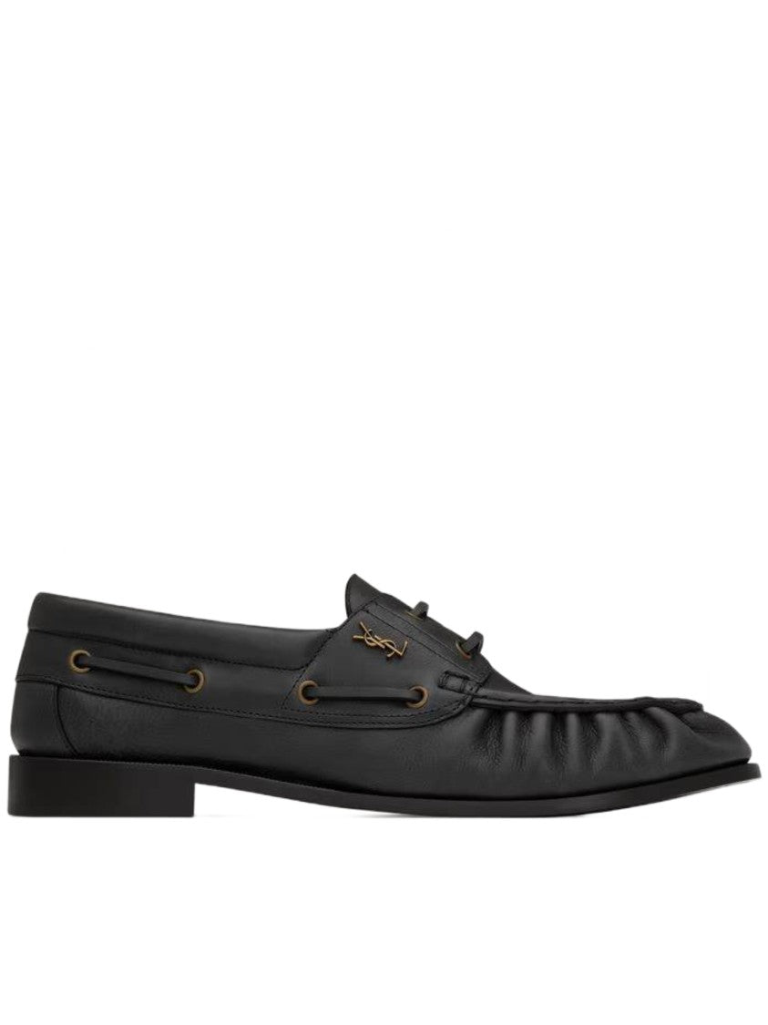 Saint Laurent Le Loafer 15 Ruched Lace-Up Leather Loafers