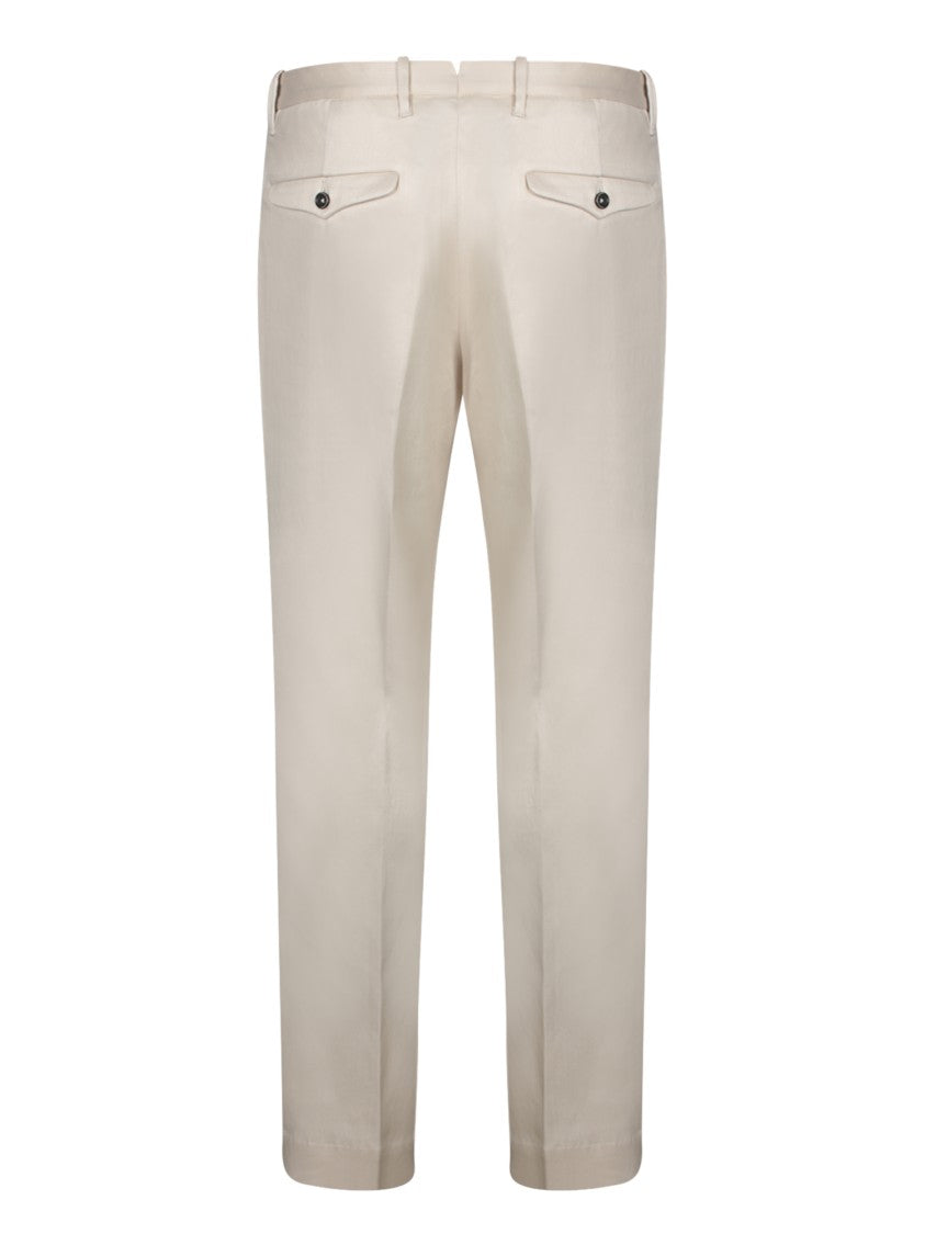 Nine In The Morning Tailored Beige Trousers With Classic Button Closure
