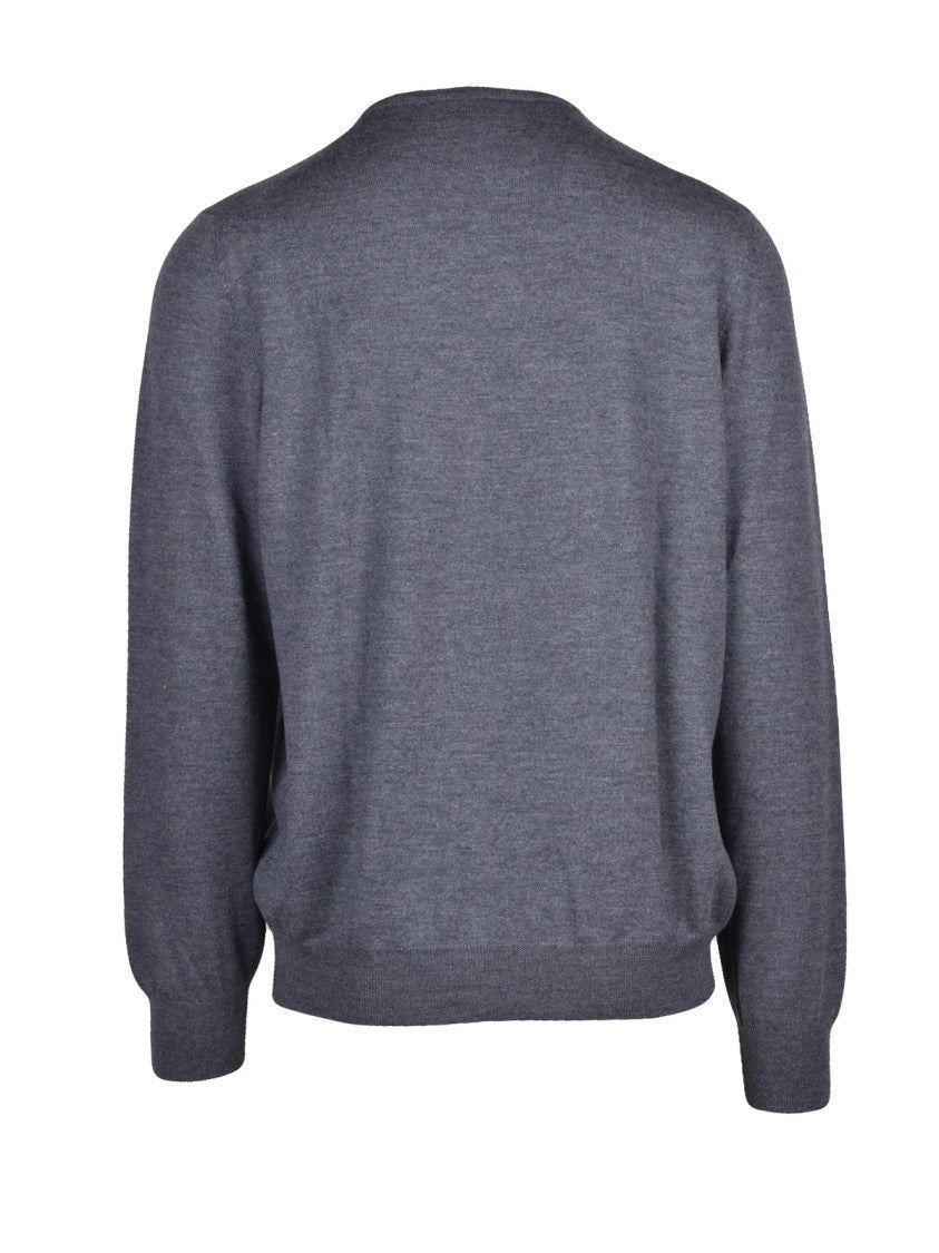 Gran Sasso X Fedele Grey Tailored Virgin Wool Crewneck Sweater