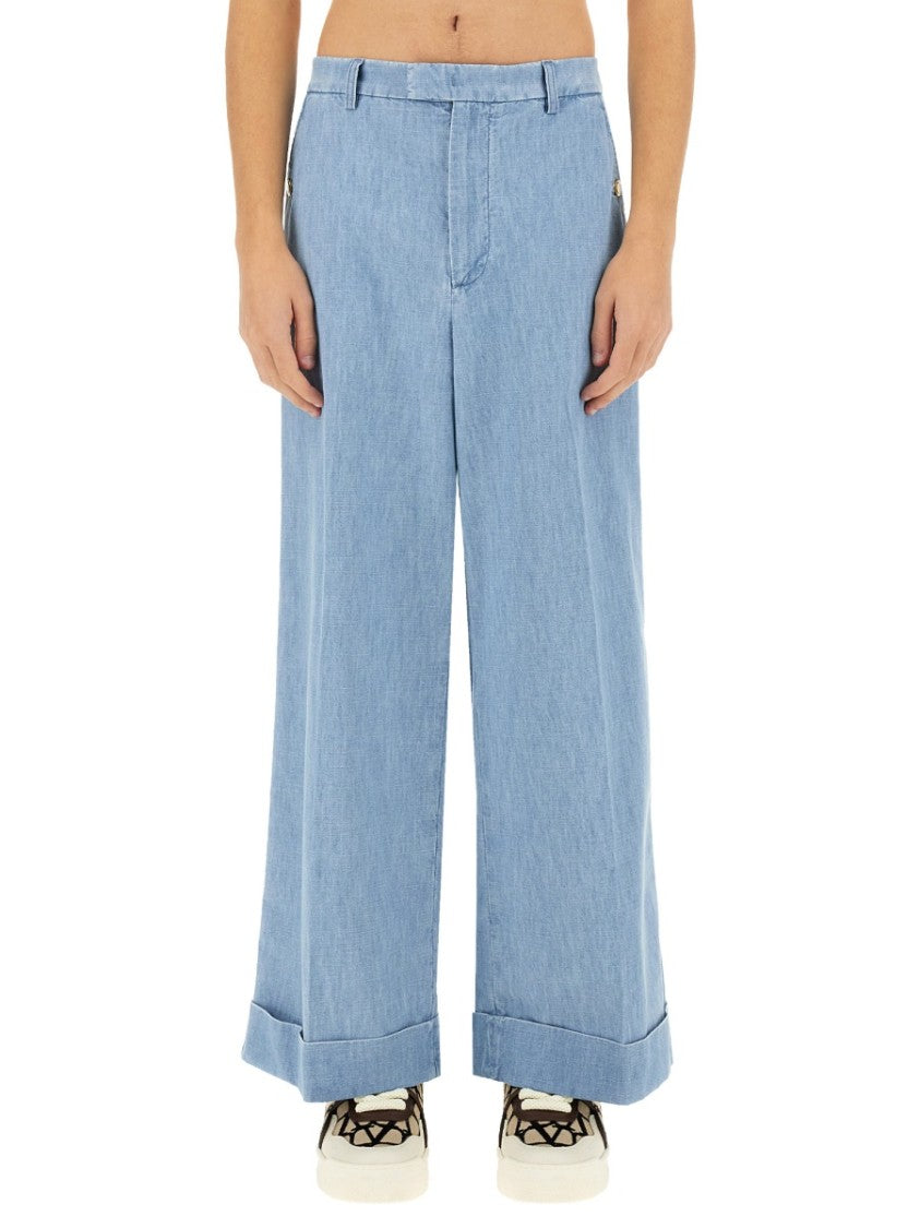Valentino Denim Pants With Distinctive Lapels