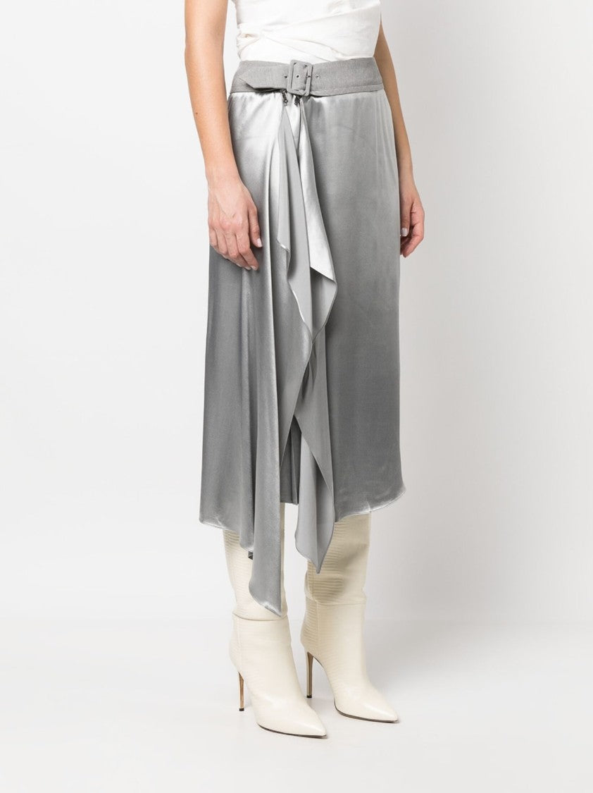 Fendi Asymmetrical Grey Skirt With Draped Detail