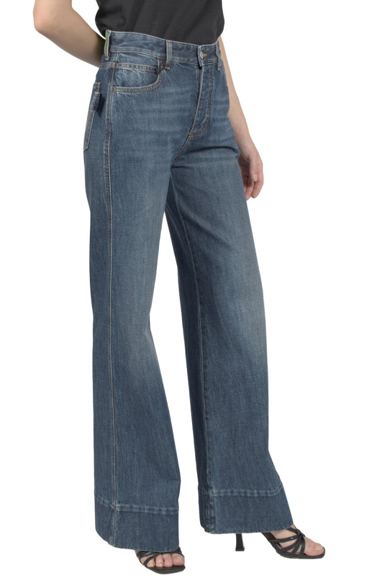 Bottega Veneta Blue Cotton-Polyester Blend Wide-Leg Jeans
