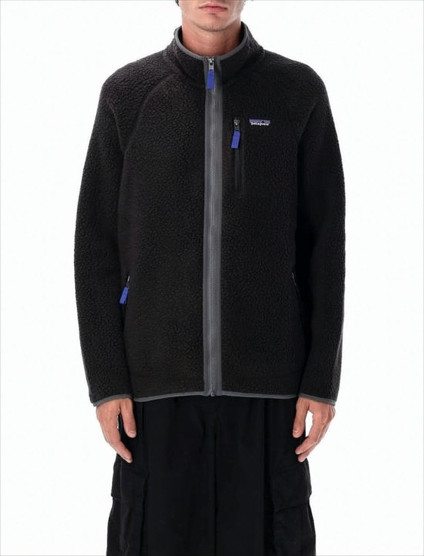 Patagonia Textured Fleece Jacket With High Collar
