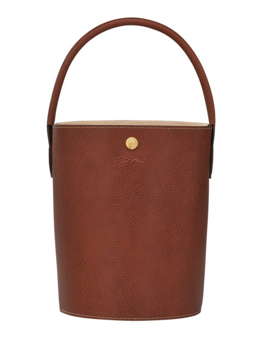 Longchamp Neutrals Cuir De Russie Textured Leather Bucket Bag
