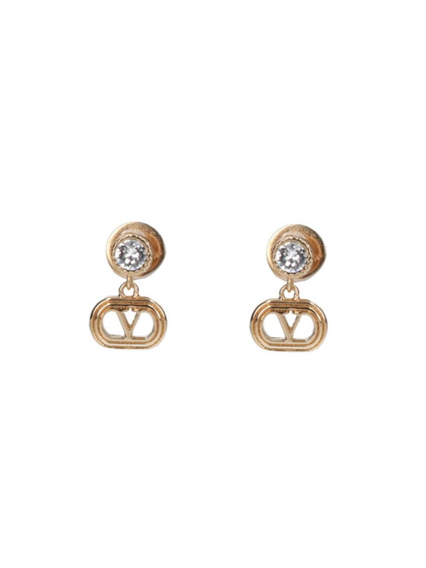 Valentino Garavani Gold Vlogo Signature Zirconia Stud Earrings
