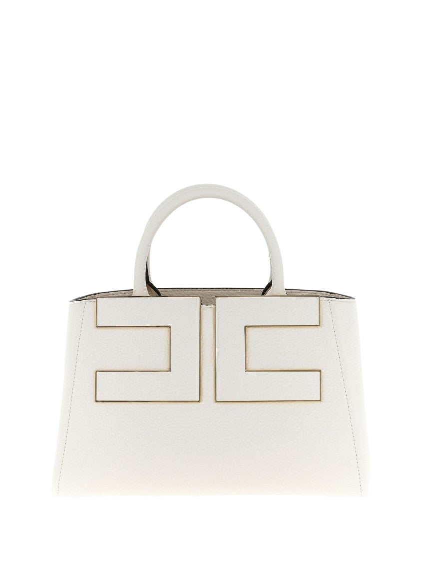 Elisabetta Franchi Geometric Gold Accent Leather Handbag