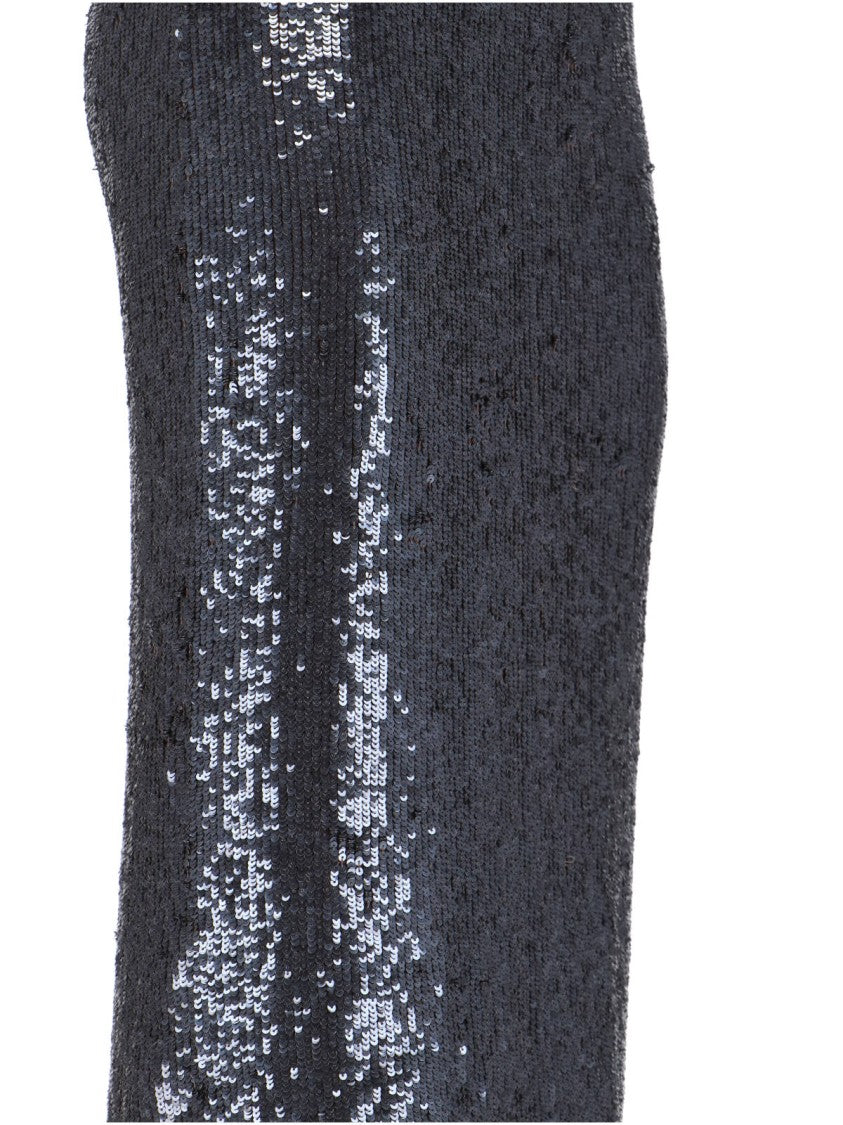 Parosh Straight Silhouette Black Sequin Midi Skirt