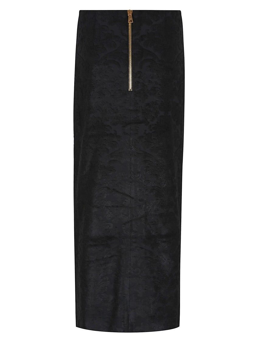 Balmain Btn Bouclette Baroque Long Midi Skirt