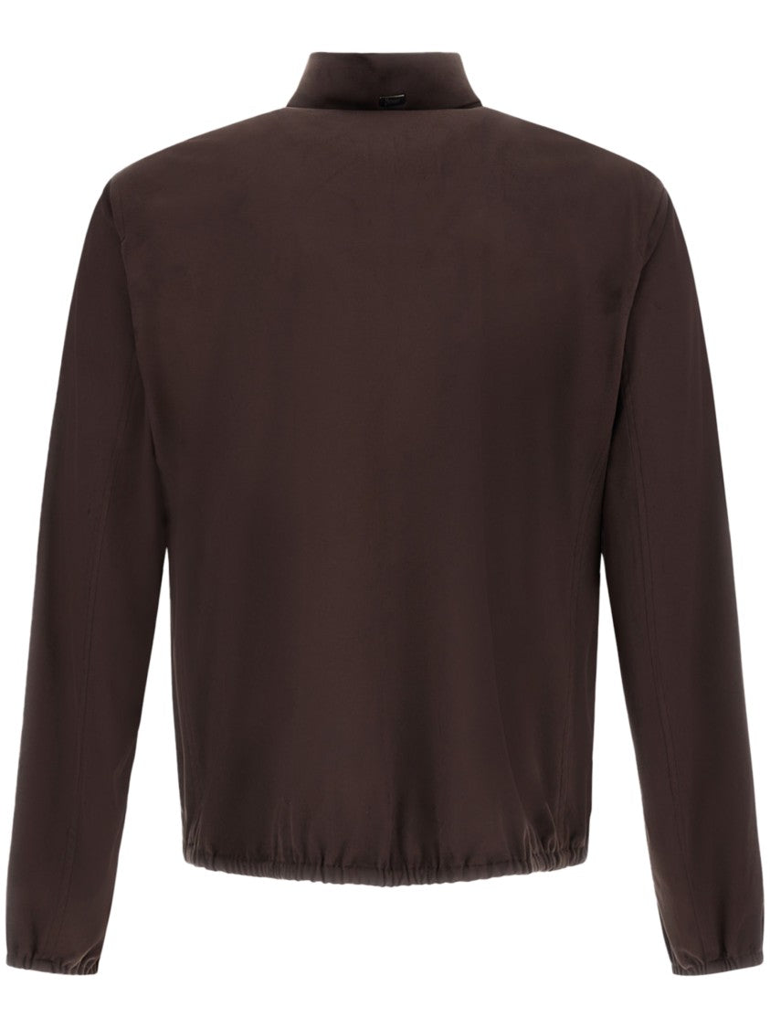 Herno Brown Matte Finish Jacket With High Collar