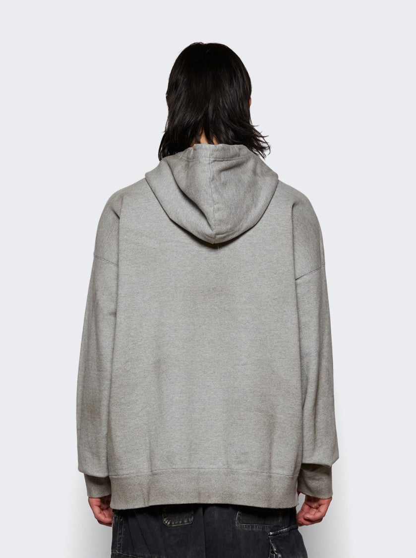 Maison Mihara Yasuhiro Smily Face Printed Distressed Hoodie Grey