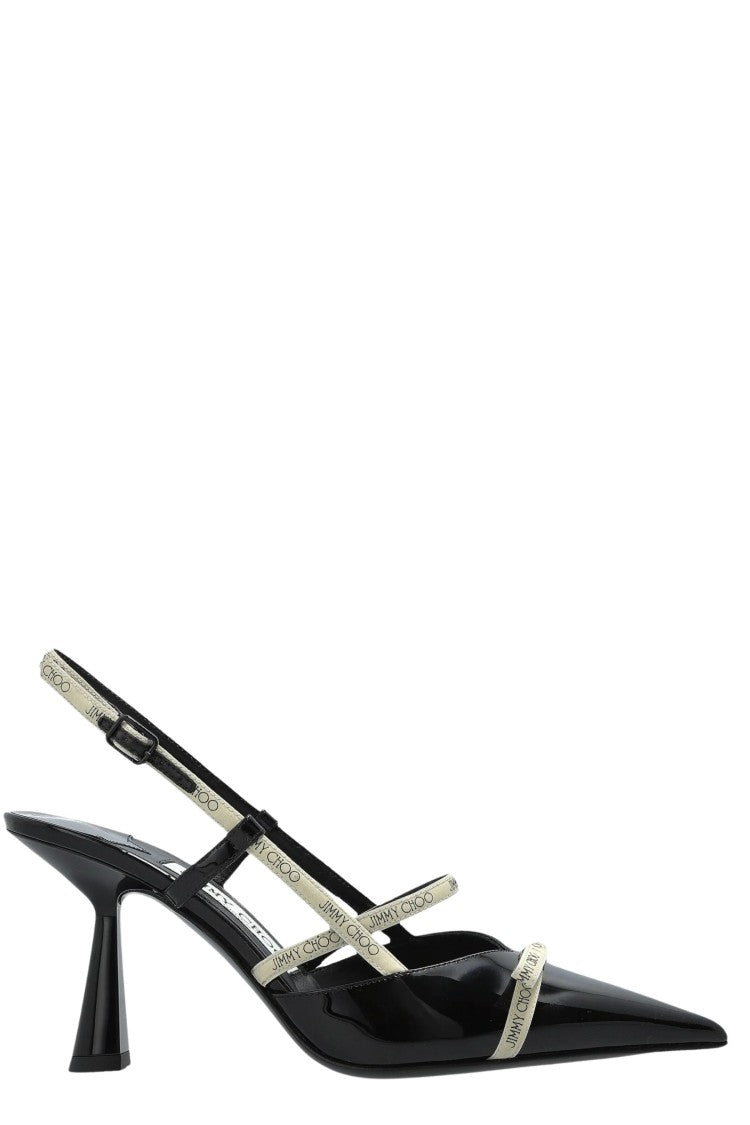 Jimmy Choo Sculpted Heel Patent Leather Slingback Shoes