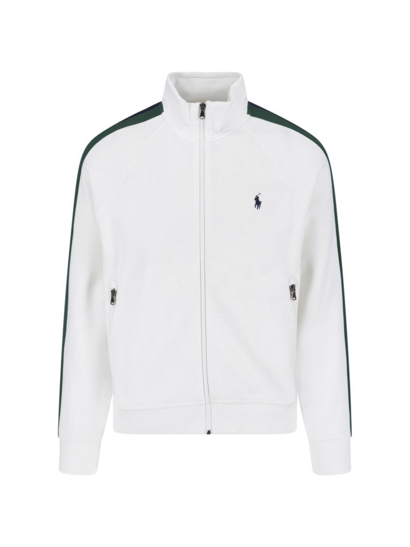Polo Ralph Lauren White Zip-Up Cotton Blend Sweatshirt