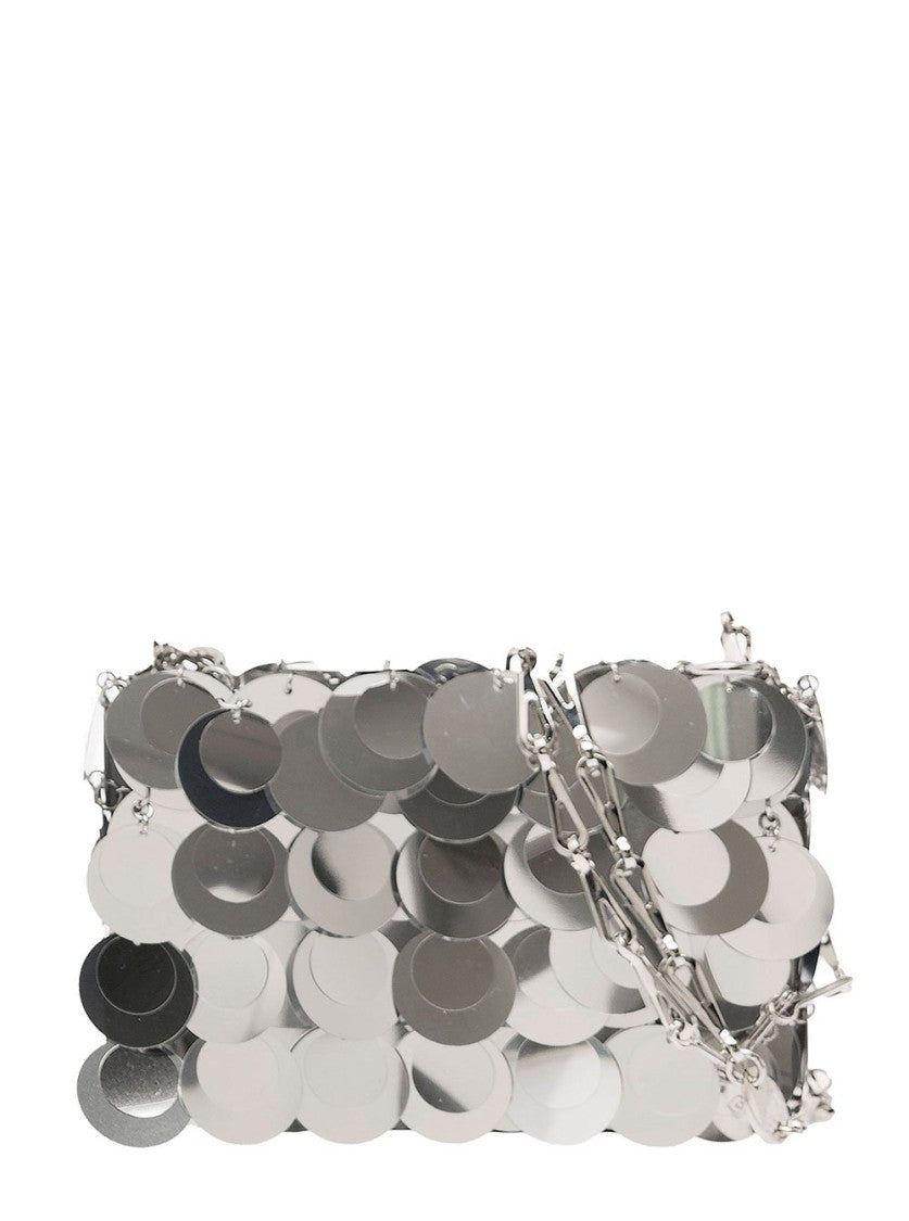 Rabanne Reflective Silver Disc Bag