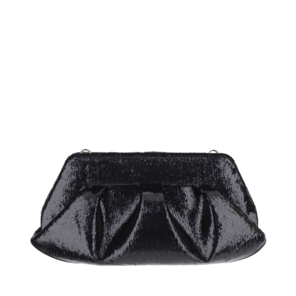 Themoirè Glossy Black Gathered Handbag