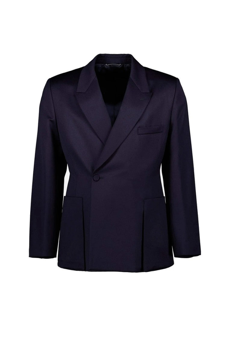 Dior Blue Wool-Blend Notch-Lapel Blazer