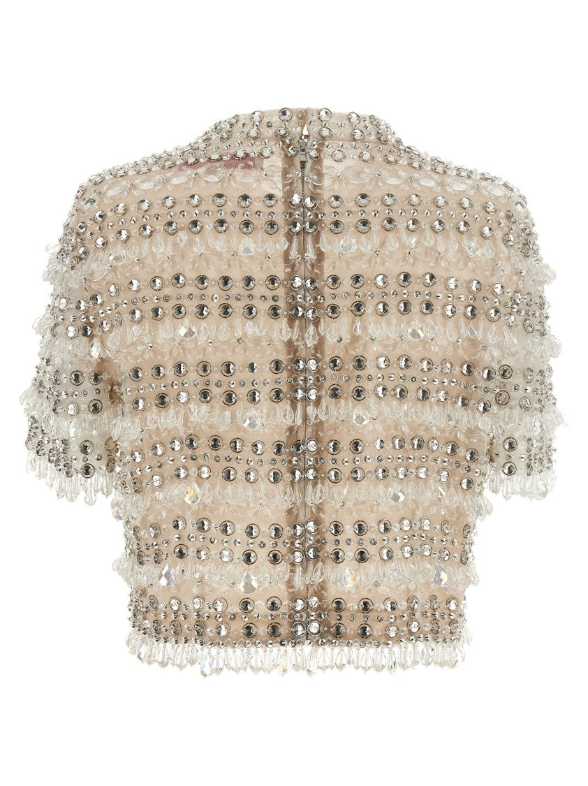 Carolina Herrera 'Crystal-Embroidered Crop' Top
