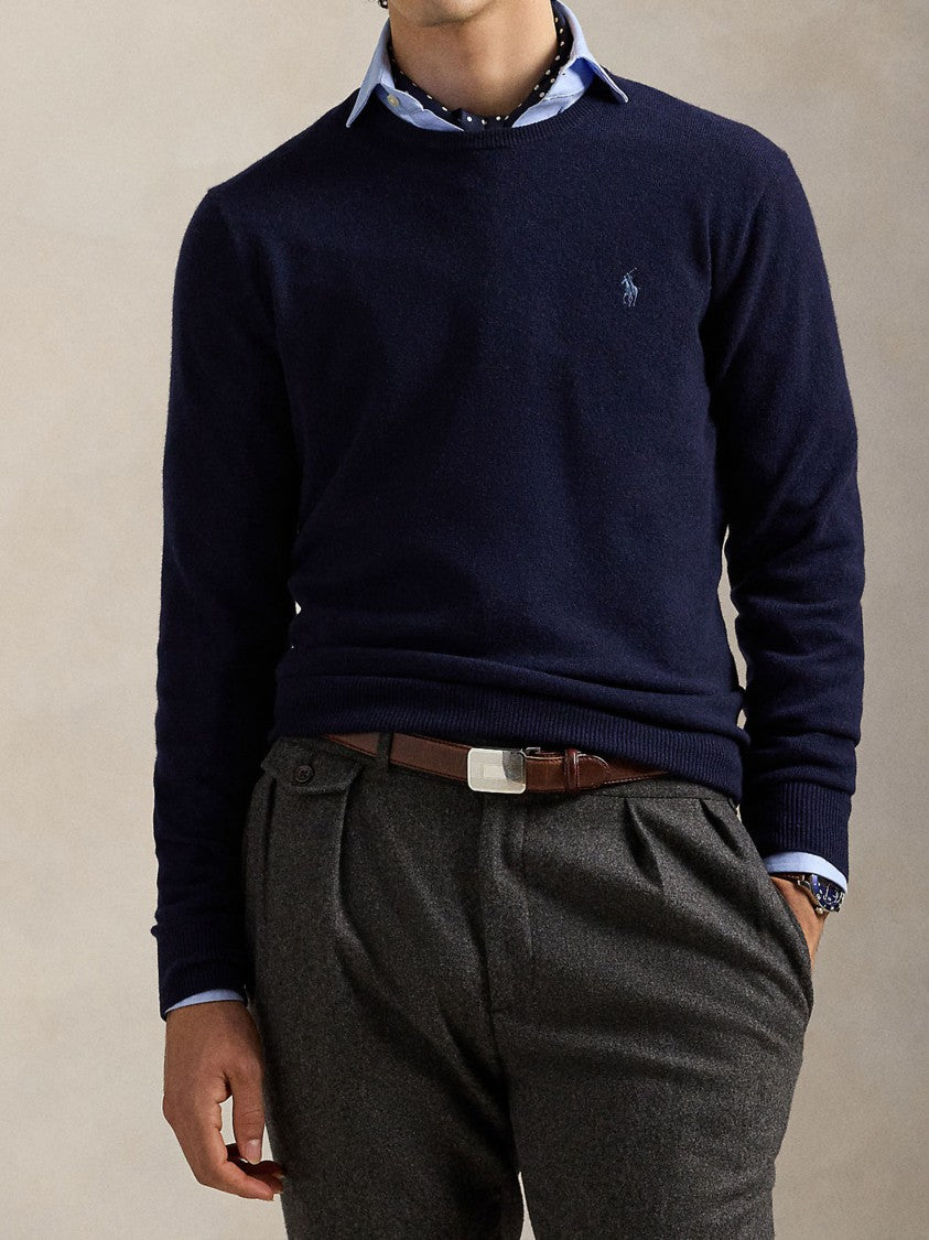 Polo Ralph Lauren Deep Navy Blue Long Sleeve Pullover With Crew Neckline