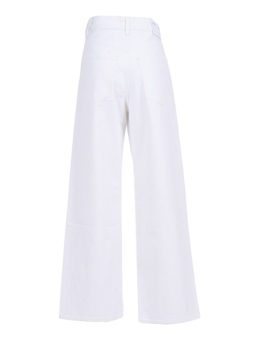 Agolde White Vana Fold Wide Leg Jeans
