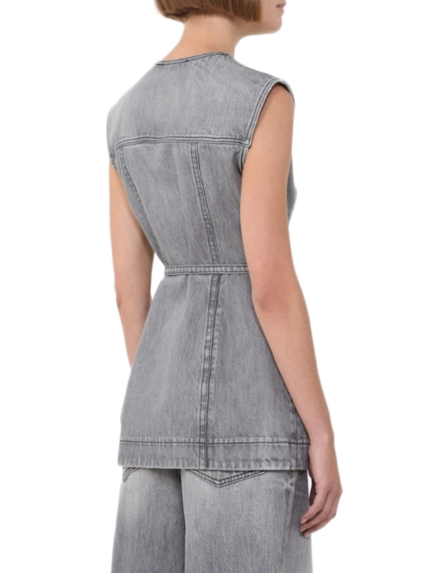 Max Mara Structured Sleeveless Jacket With Belted Waist