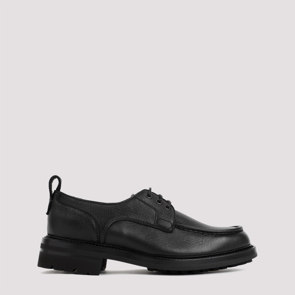 Brioni Black Grained Leather Derbies