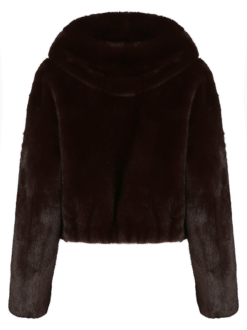 Pinko Gasteria Polyester Faux Fur Hooded Jacket