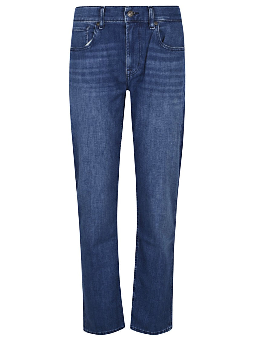 7 For All Mankind Classic Straight-Leg Blue Denim Jeans