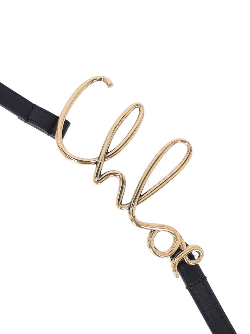 Chloé "Iconic" Thin Belt Black
