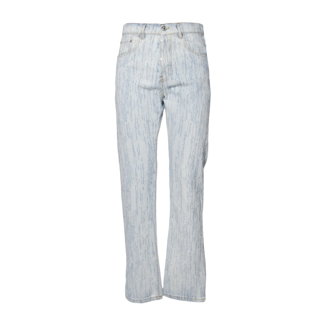 Msgm Light Wash Denim Jeans With Vertical Streak Pattern